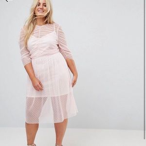 ASOS CURVE ruched midi dress in spot curve